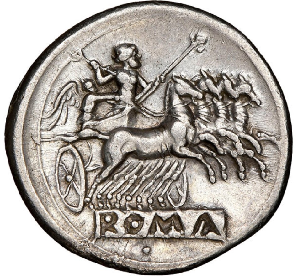 Ca.-225-214/2-BC-Didrachm-Or-Quadrigatus-Youthful-Janus-&-Jupiter-Hurling-Thunderbolt-In-Quadriga